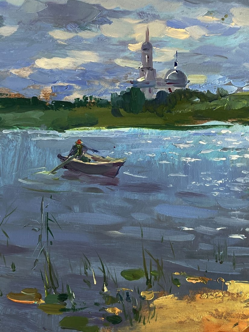 Oil painting Summer fishing on the river Yuriy Suprunchuk - 5