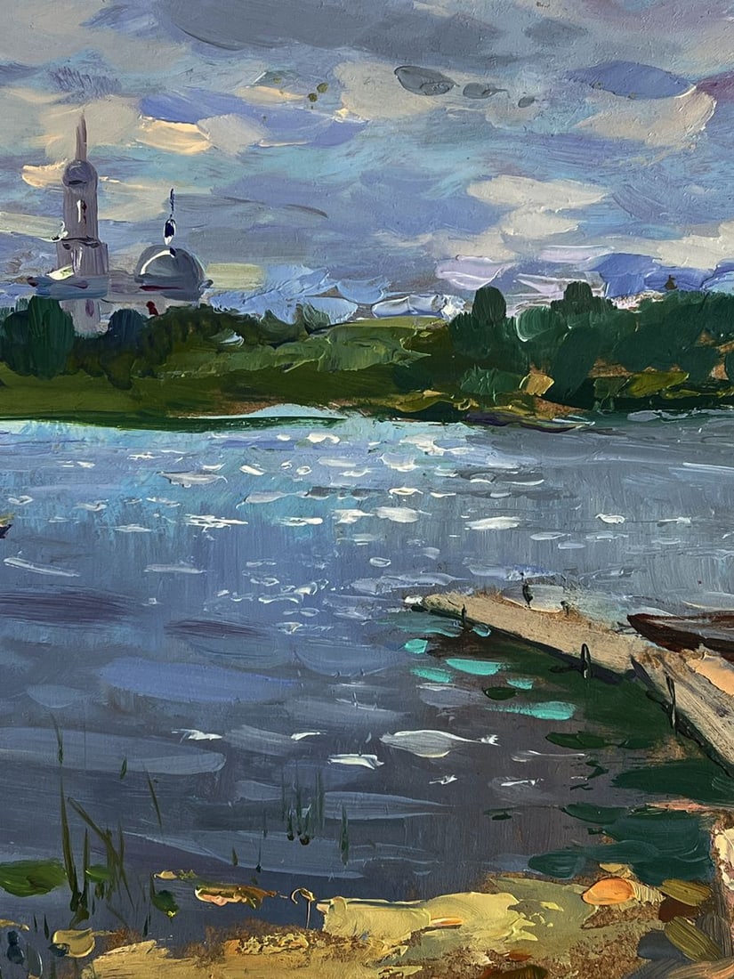 Oil painting Summer fishing on the river Yuriy Suprunchuk - 6