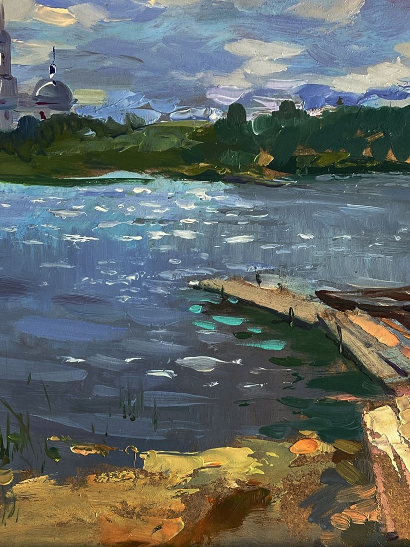 Oil painting Summer fishing on the river Yuriy Suprunchuk - 7