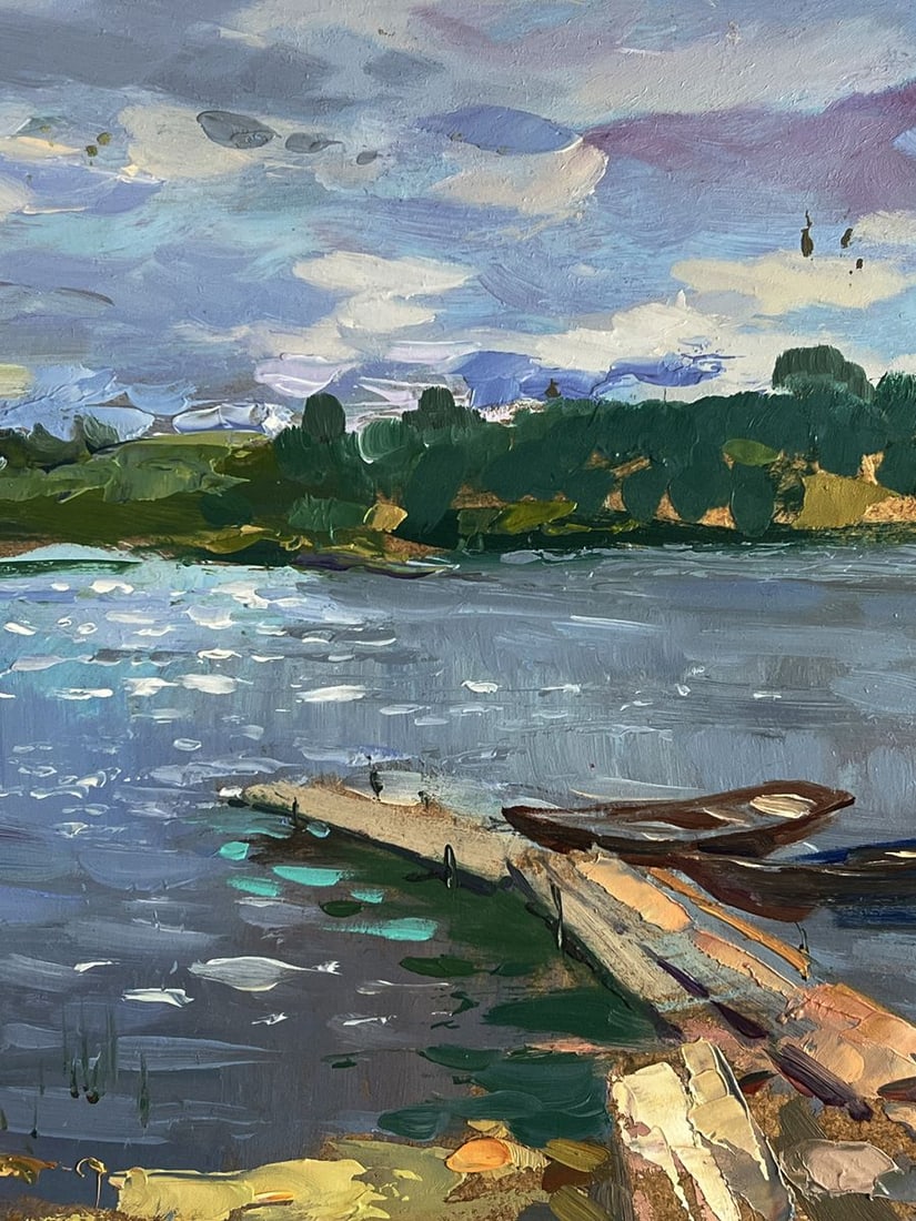 Oil painting Summer fishing on the river Yuriy Suprunchuk - 8