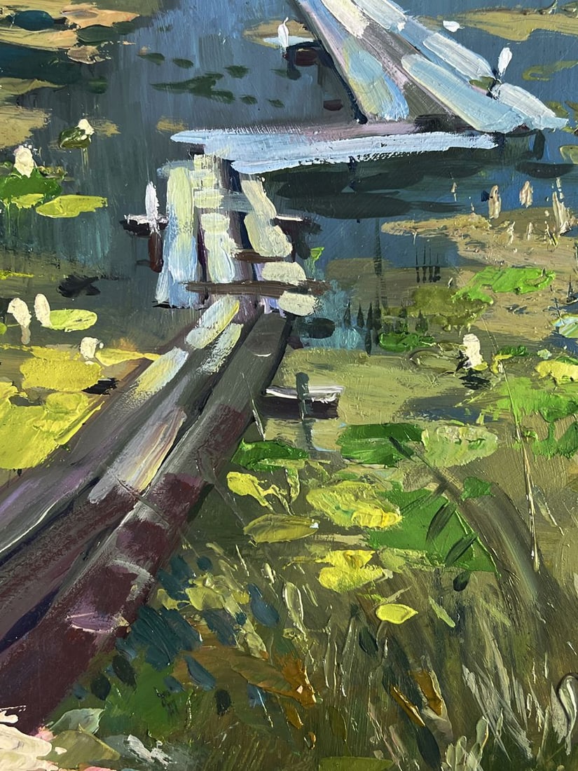 Oil painting Boats on the river bank Yuriy Suprunchuk - 10