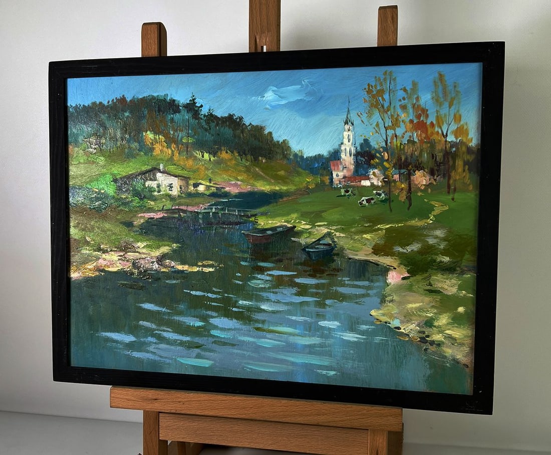 Oil painting River to the village Yuriy Suprunchuk - 2