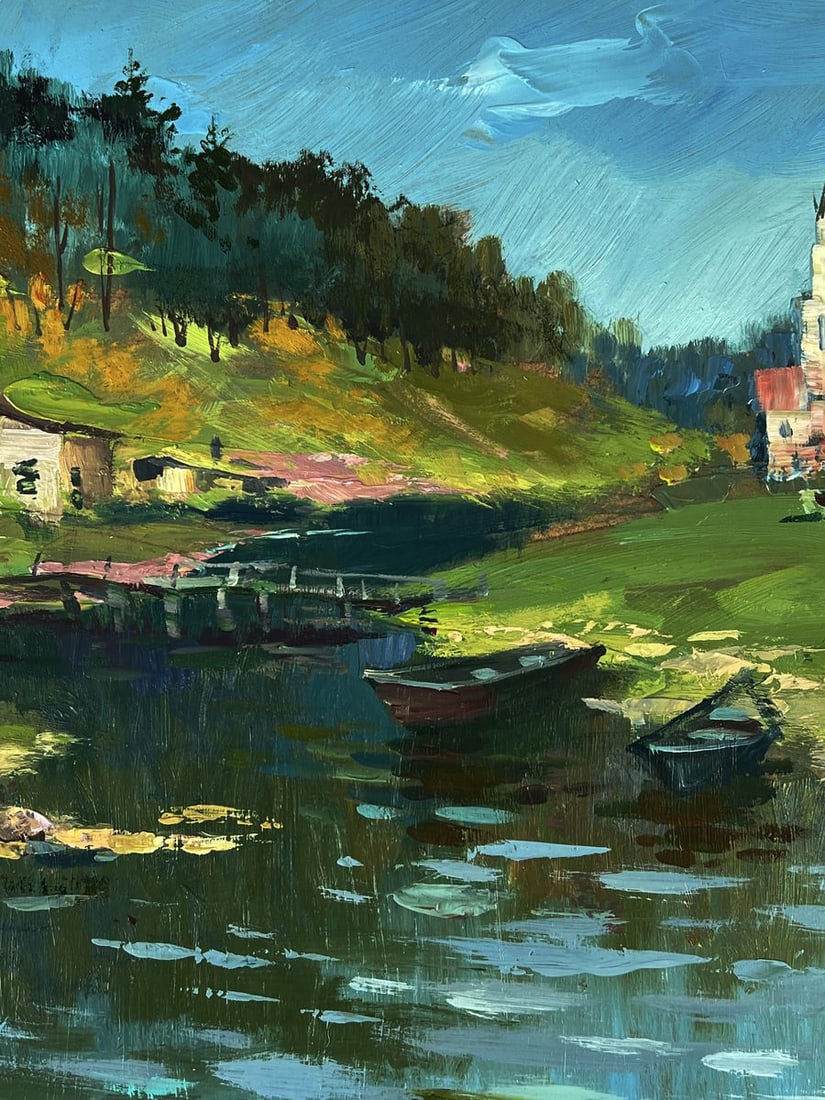 Oil painting River to the village Yuriy Suprunchuk - 7