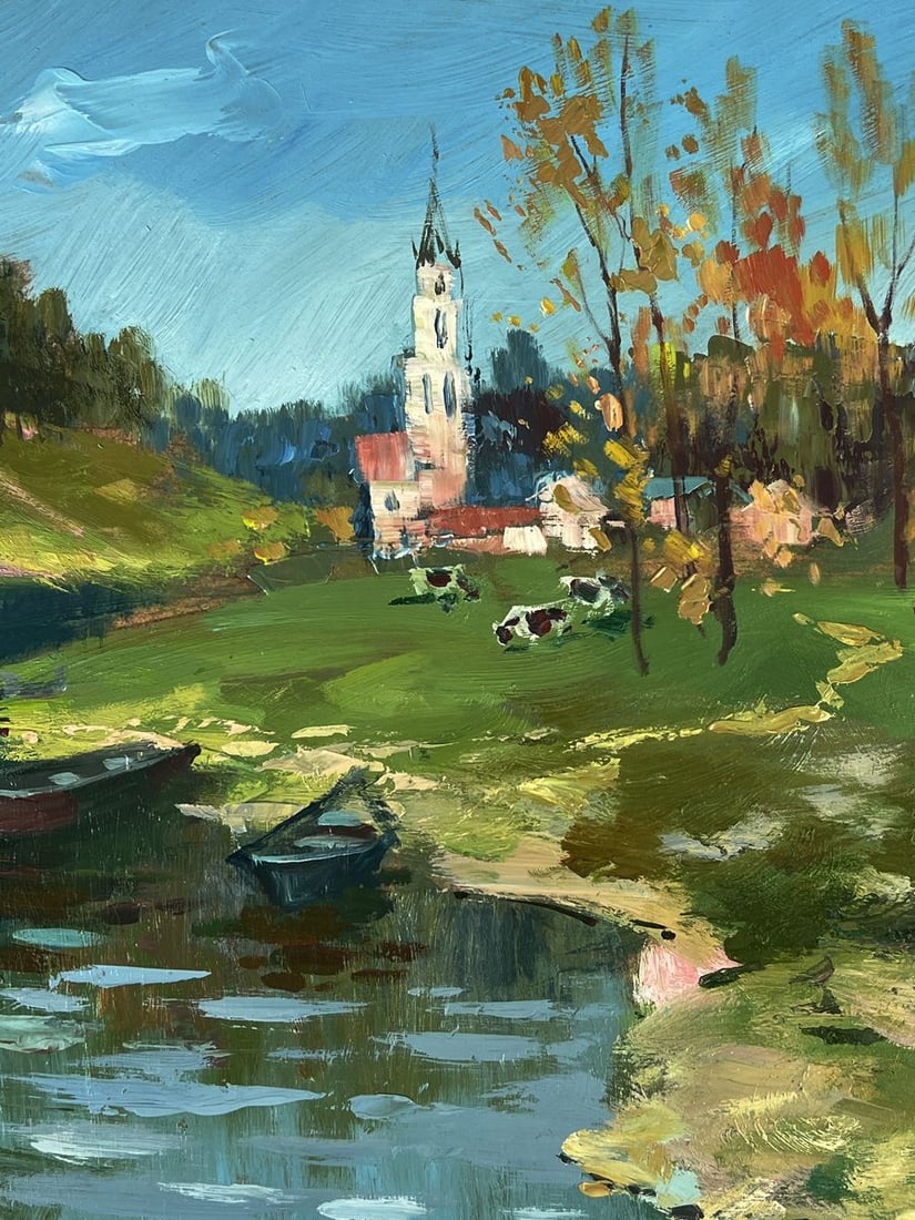 Oil painting River to the village Yuriy Suprunchuk - 9