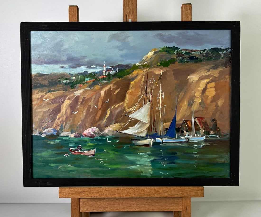 Oil painting Ships at the mountain Yuriy Suprunchuk: NoAAA6139*** ABOUT THIS PAINTING **** TITLE: "Ships at the mountain"* ARTISTS: Yuriy Suprunchuk* SIZE: 30x40 cm/11.81x15.74 inches'* MEDIUM: oil, hardboard* HAND PAINTED: Original painting from our co
