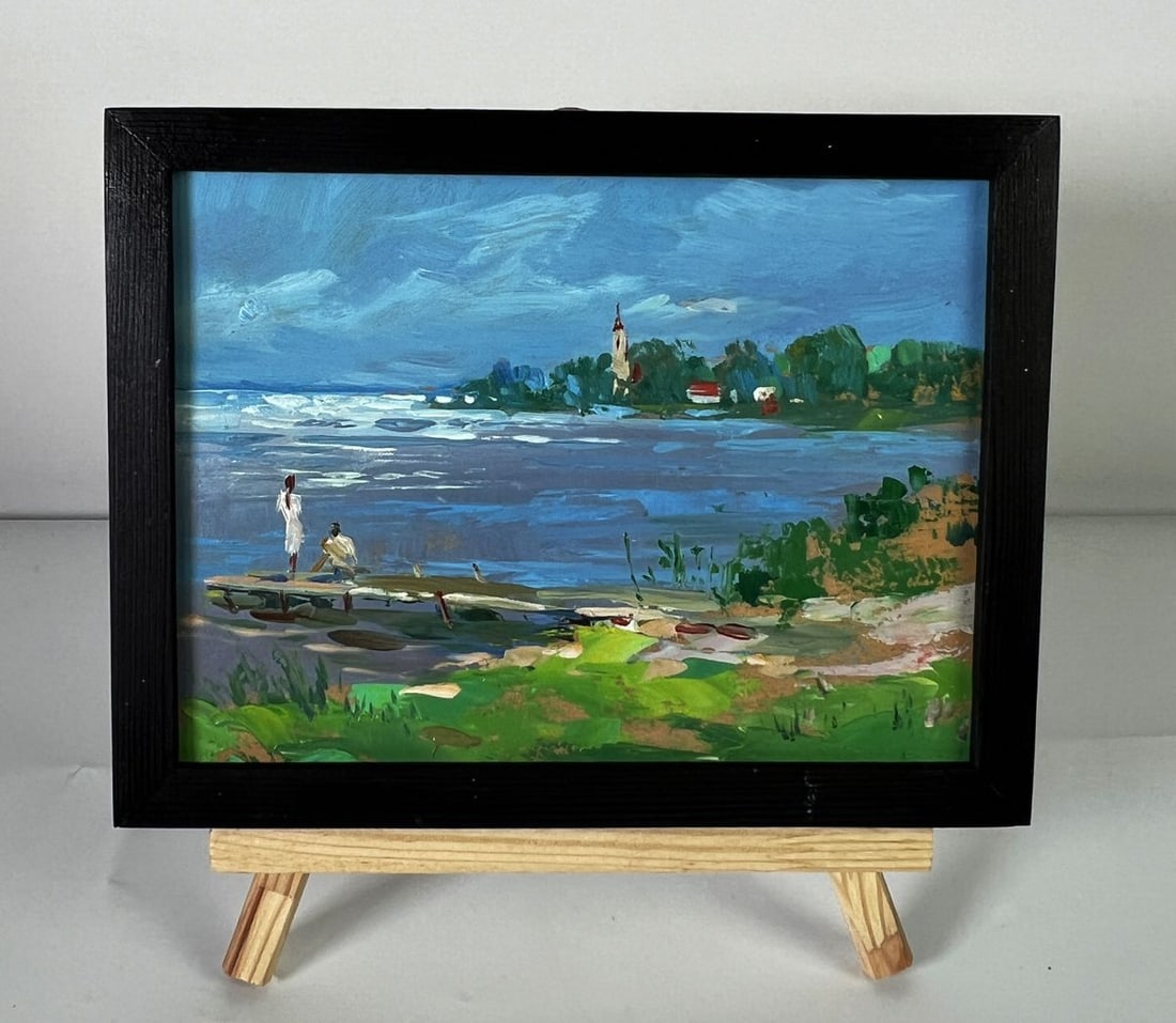 Oil painting Bridge by the river Yuriy Suprunchuk: NoAAA6142*** ABOUT THIS PAINTING **** TITLE: "Bridge by the river"* ARTISTS: Yuriy Suprunchuk* SIZE: 15x20 cm/5.90x7.87 inches'* MEDIUM: oil, hardboard* HAND PAINTED: Original painting from our collec