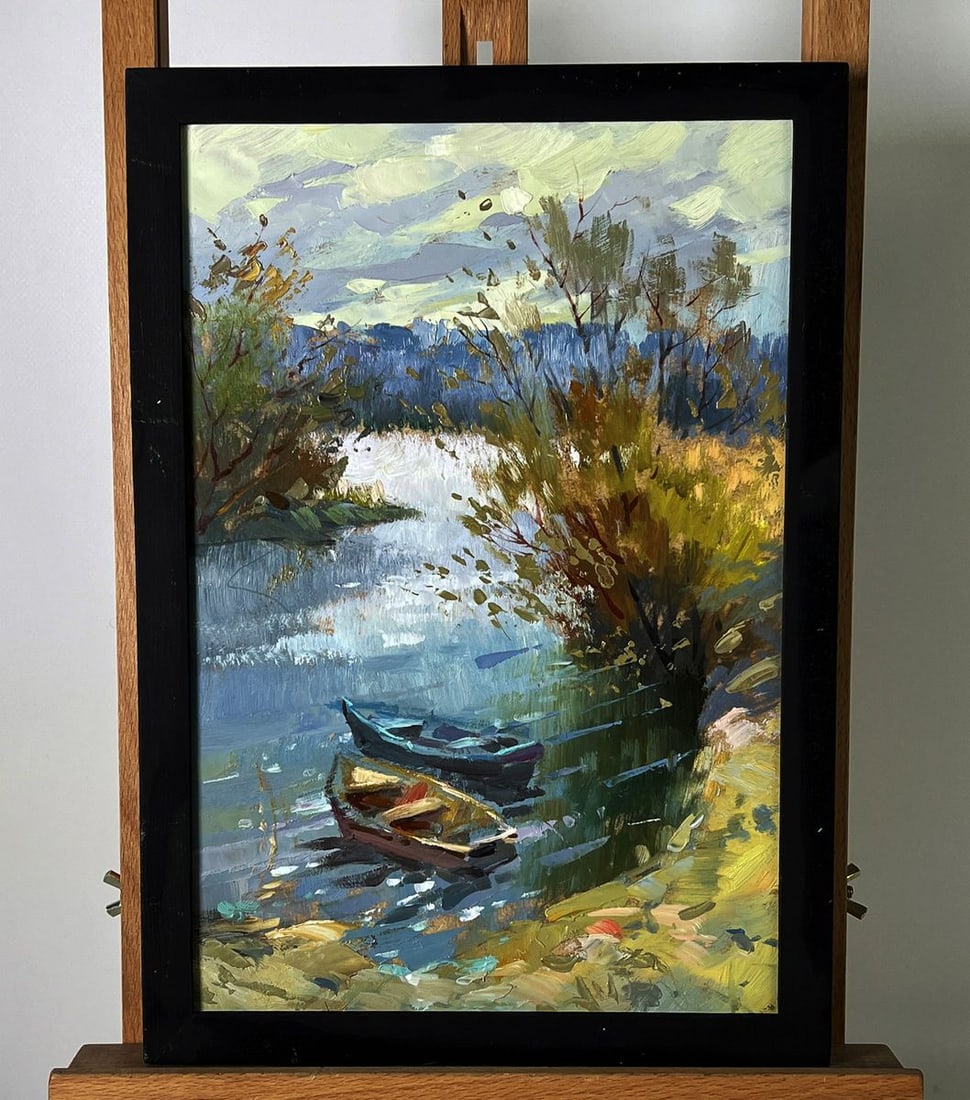 Oil painting Dawn on The River Yuriy Suprunchuk: NoAAA6146*** ABOUT THIS PAINTING **** TITLE: "Dawn on The River"* ARTISTS: Yuriy Suprunchuk* SIZE: 20x30 cm/7.87x11.81 inches'* MEDIUM: oil, hardboard* HAND PAINTED: Original painting from our collect