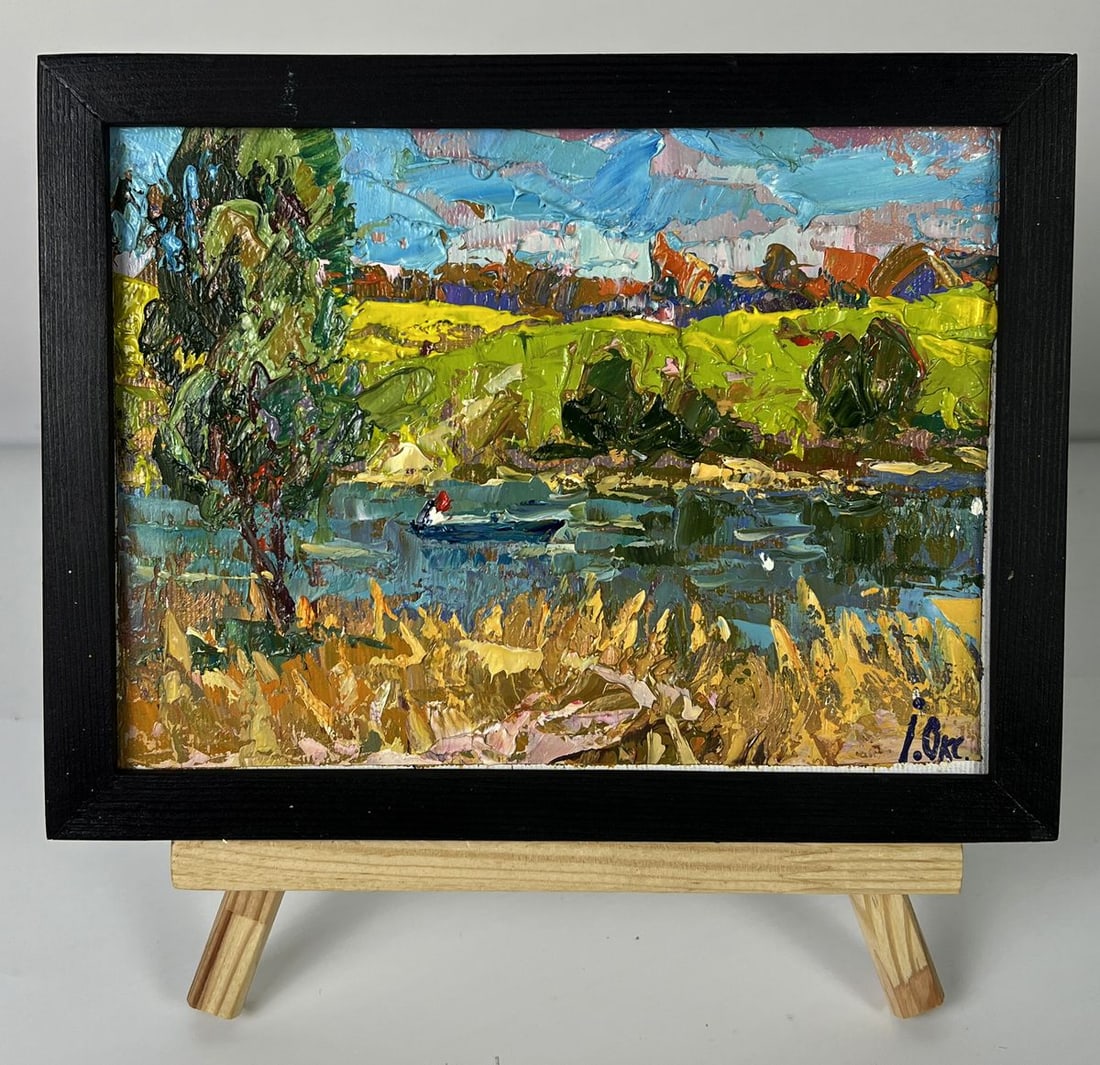 Oil painting A Small River Flows Oksana Ivanyuk: NoAAA6160*** ABOUT THIS PAINTING **** TITLE: "A Small River Flows"* ARTISTS: Oksana Ivanyuk* SIZE: 15x20 cm/5.90x7.87 inches'* MEDIUM: oil, canvas* HAND PAINTED: Original painting from our collection*
