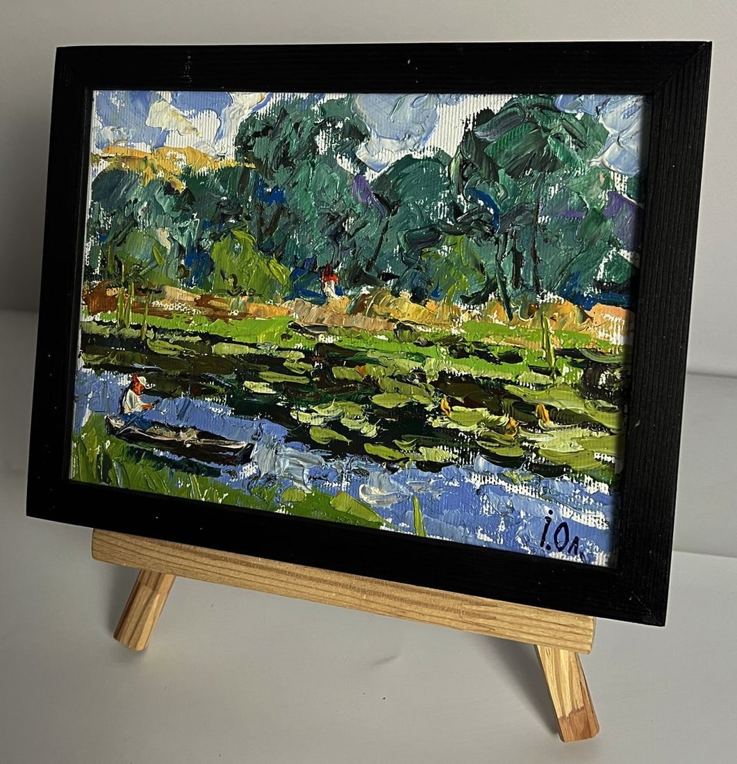 Oil painting Fishing on a small river Oleksiy Ivanyuk - 2
