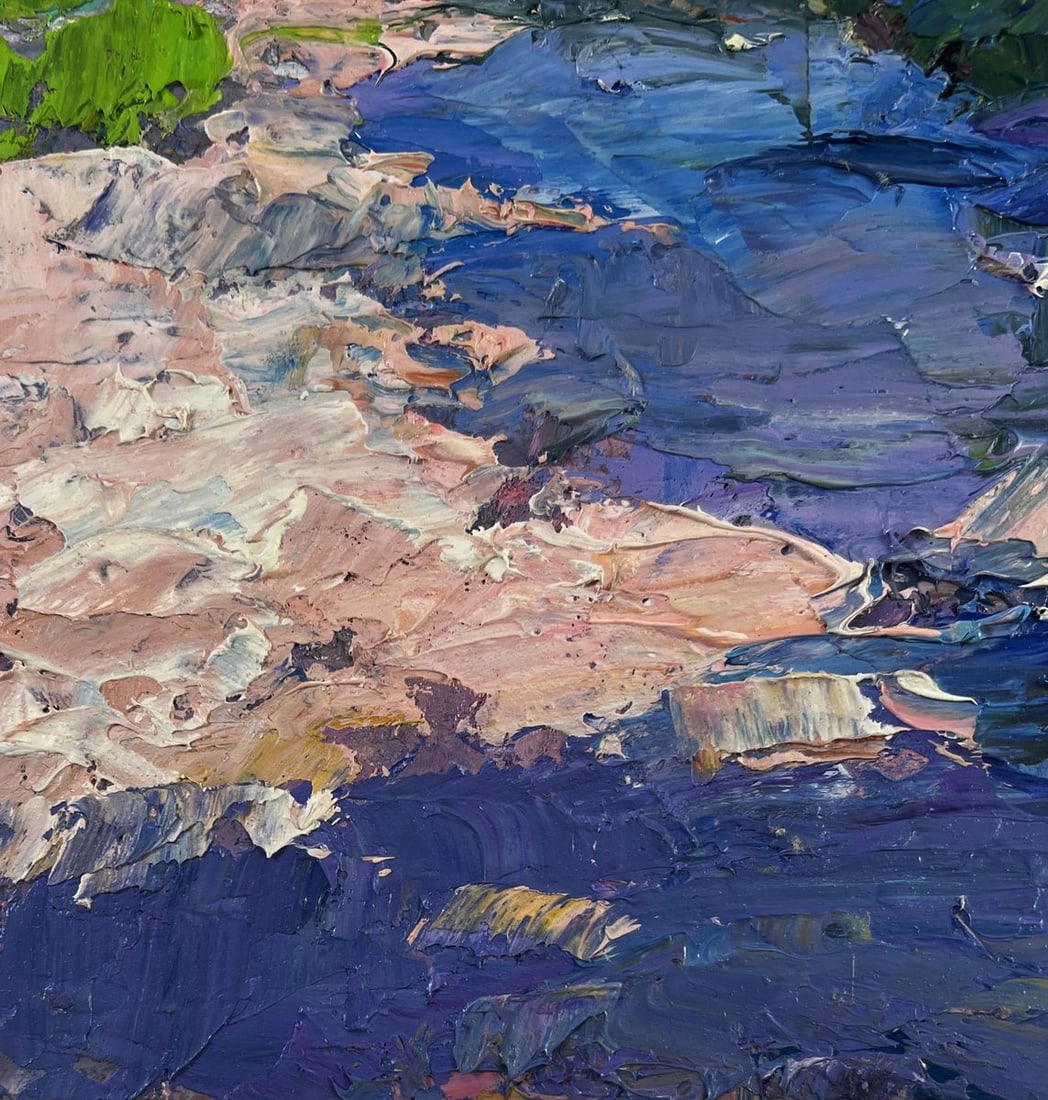 Oil painting Mountain river escending through forest Boris Serdyuk - 7