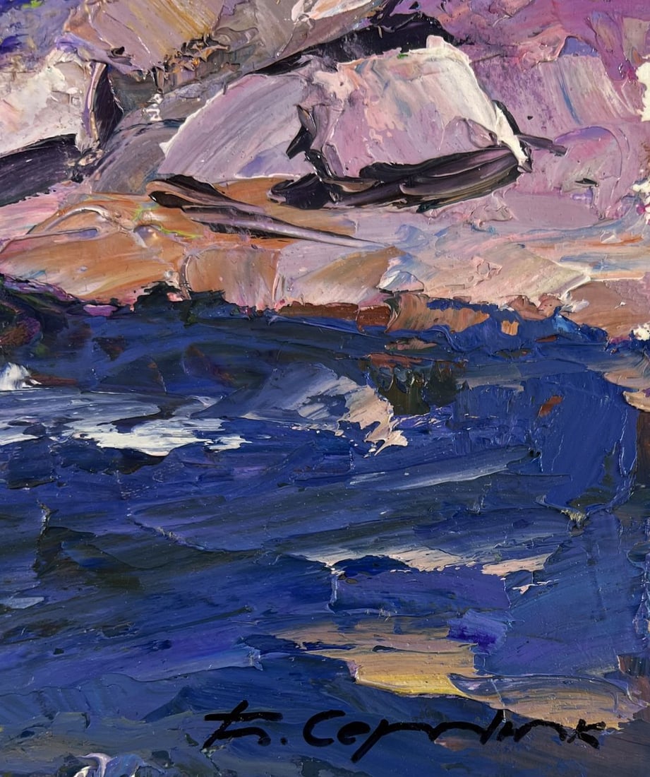 Oil painting Mountain river escending through forest Boris Serdyuk - 9