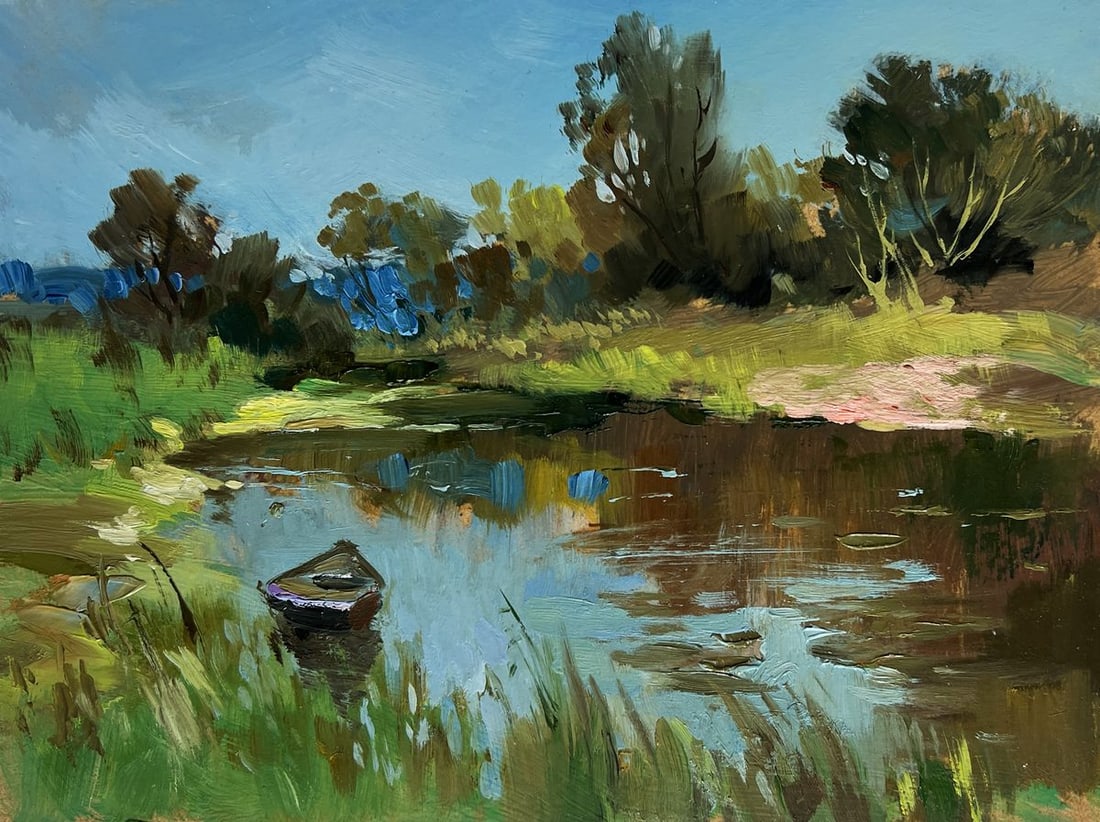 Oil painting Summer in green banks Yuriy Suprunchuk - 3