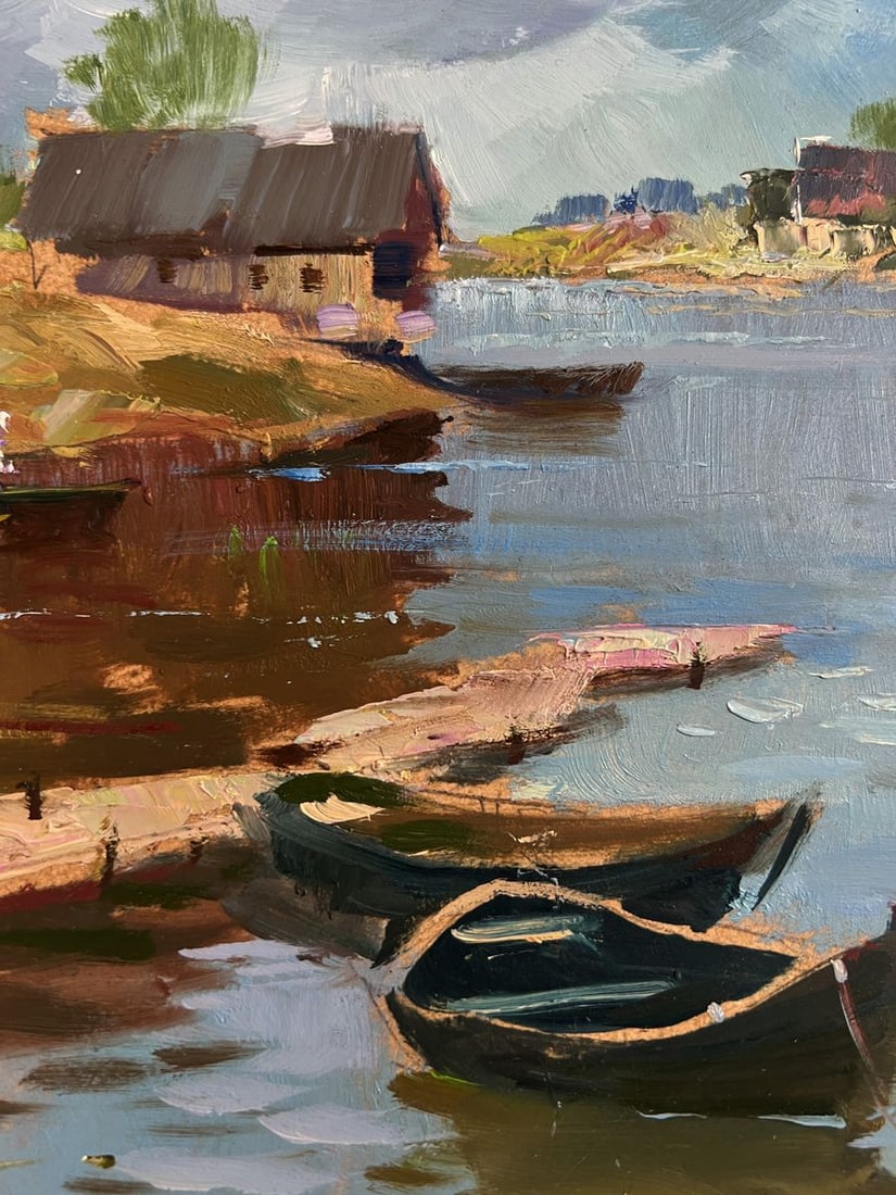 Oil painting Quiet village harbour Yuriy Suprunchuk - 6