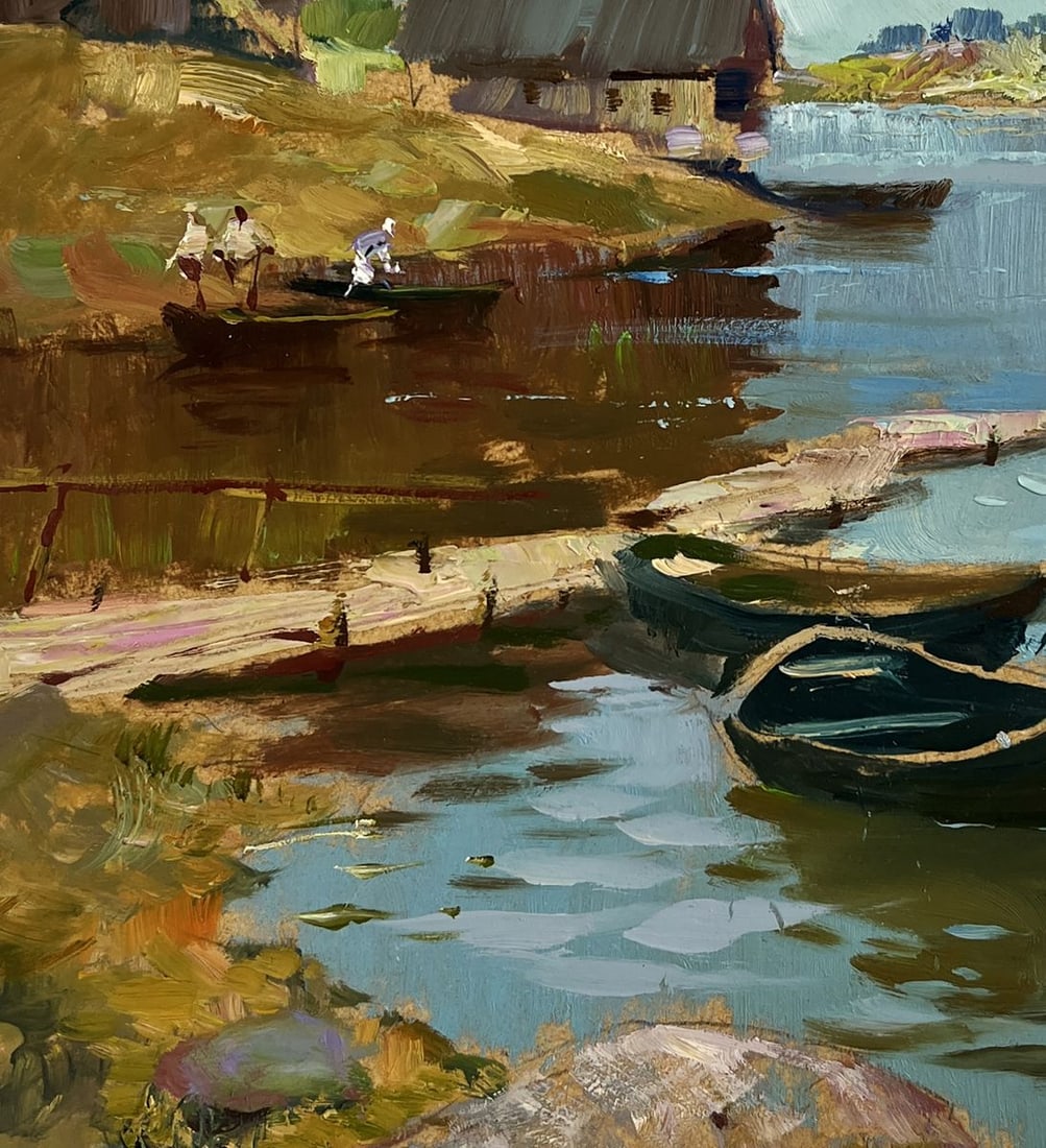 Oil painting Quiet village harbour Yuriy Suprunchuk - 9