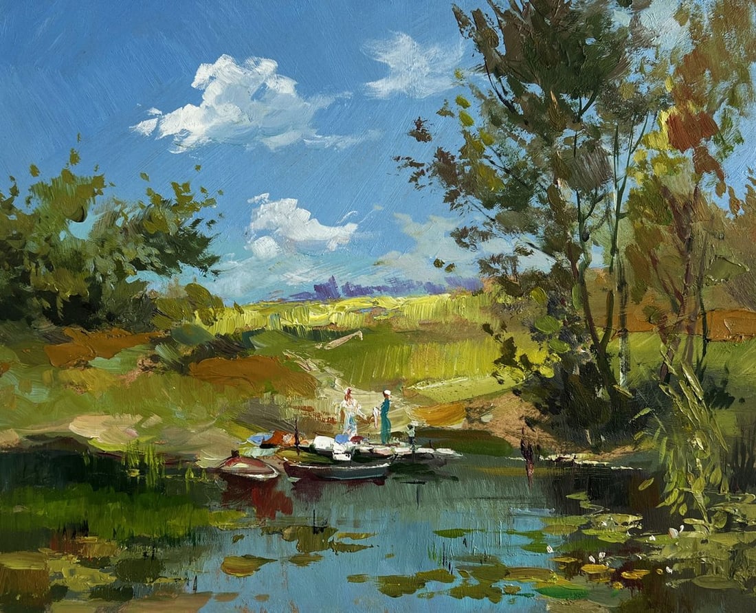 Oil painting Take a swim in a summer lake Yuriy Suprunchuk - 3