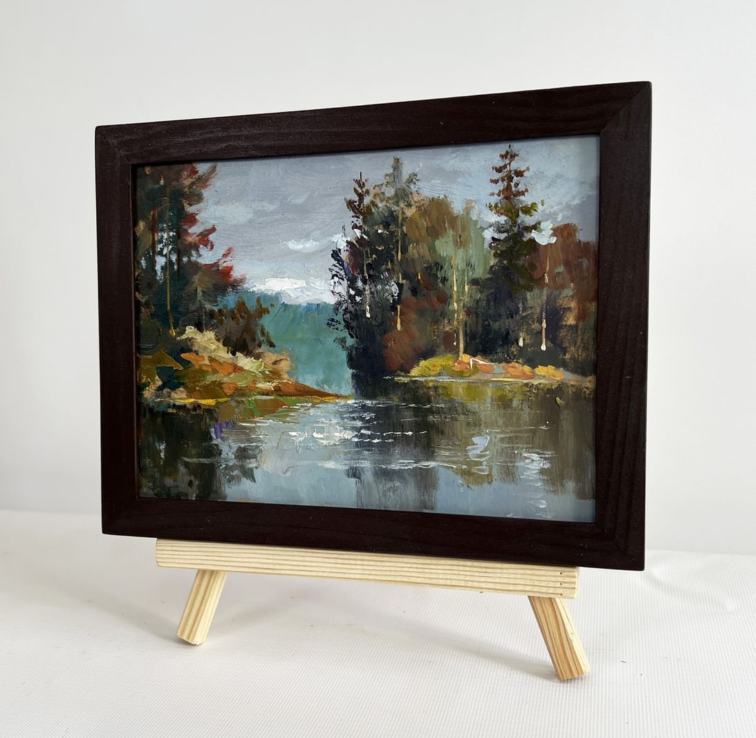 Oil painting A river washes through the autumn forest Yuriy Suprunchuk - 2