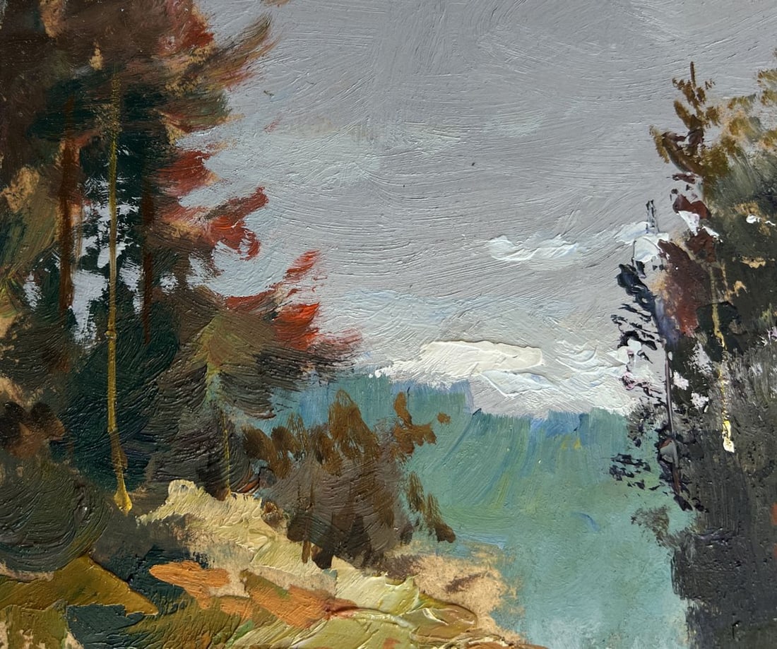 Oil painting A river washes through the autumn forest Yuriy Suprunchuk - 6