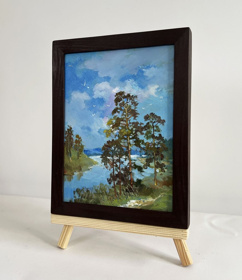Oil painting Warm summer day by the river Yuriy Suprunchuk - 2
