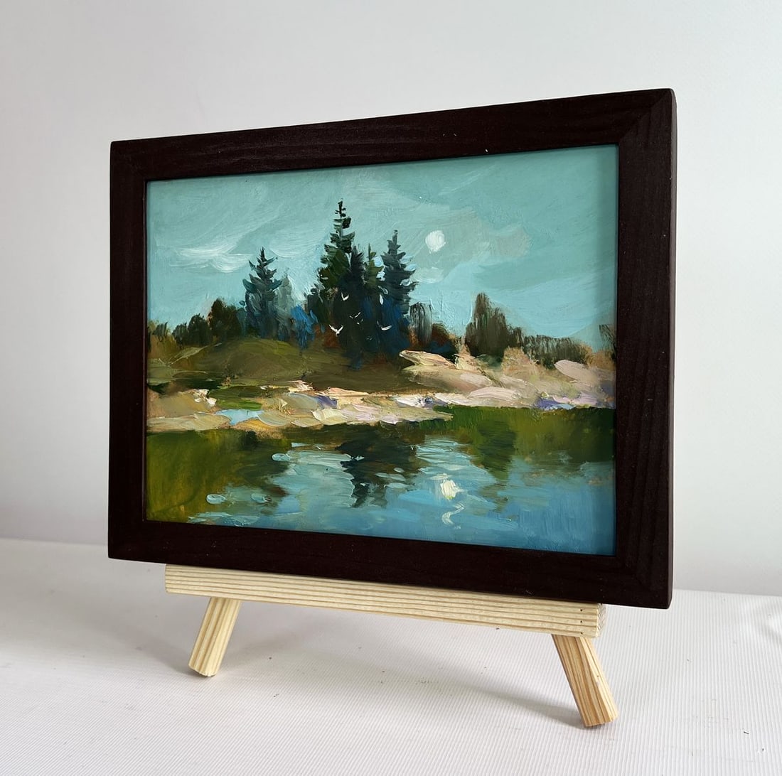 Oil painting Forest in the reflection of the river Yuriy Suprunchuk - 2
