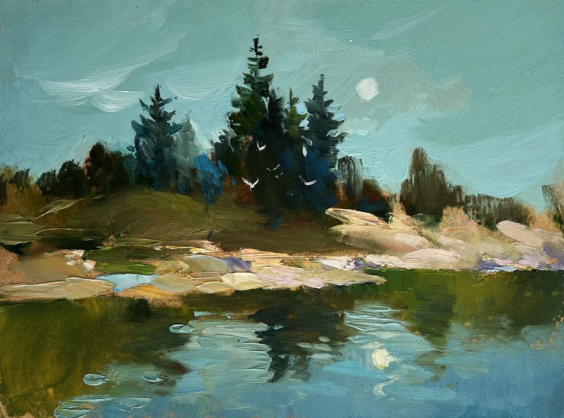 Oil painting Forest in the reflection of the river Yuriy Suprunchuk - 3