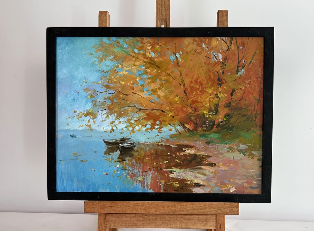 Oil painting Whisper of autumn leaves by the river Yuriy Suprunchuk (1 of 10)