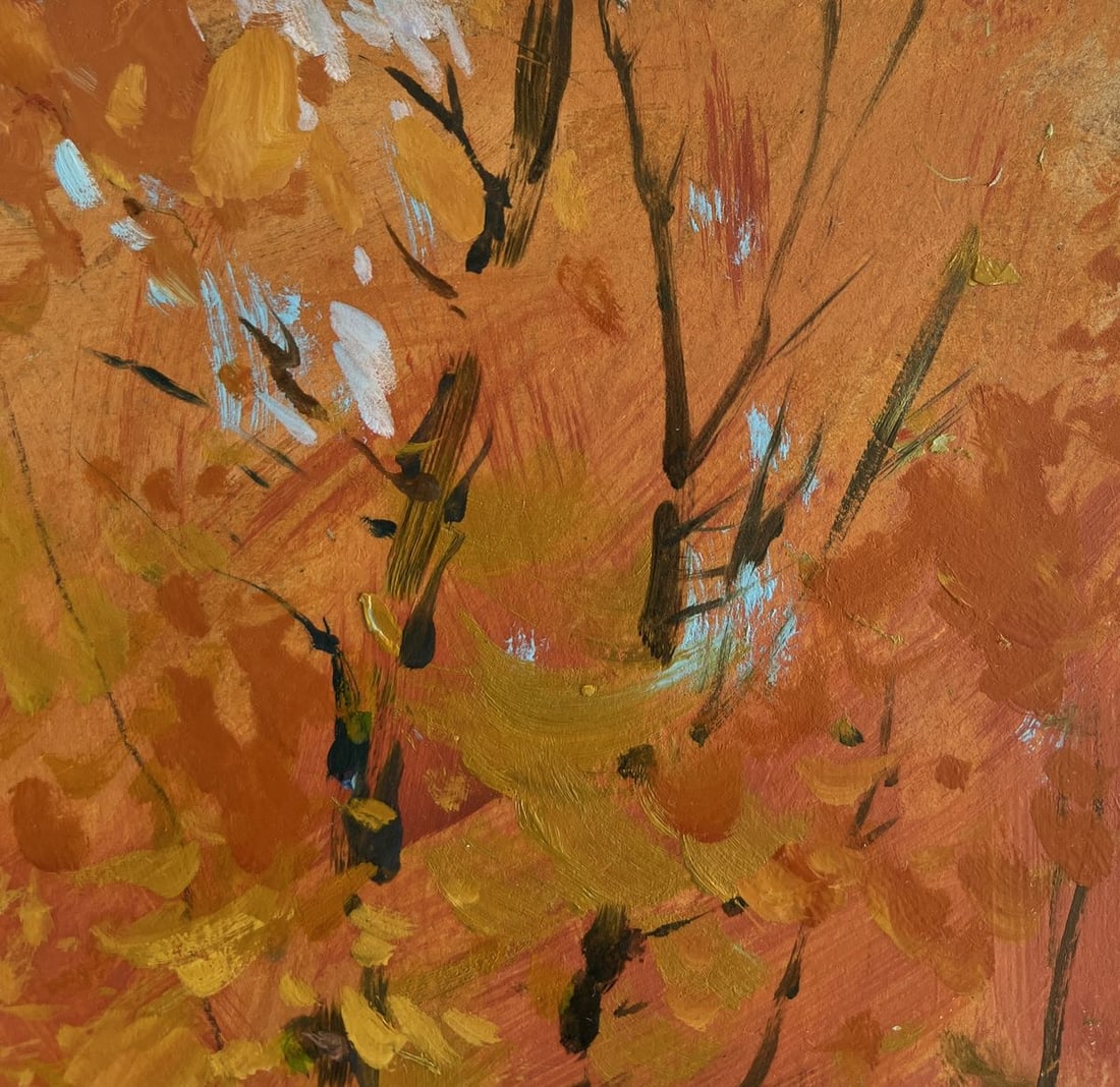 Oil painting Whisper of autumn leaves by the river Yuriy Suprunchuk - 4