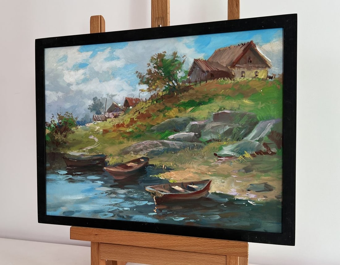 Oil painting The river carries village dreams Yuriy Suprunchuk - 2