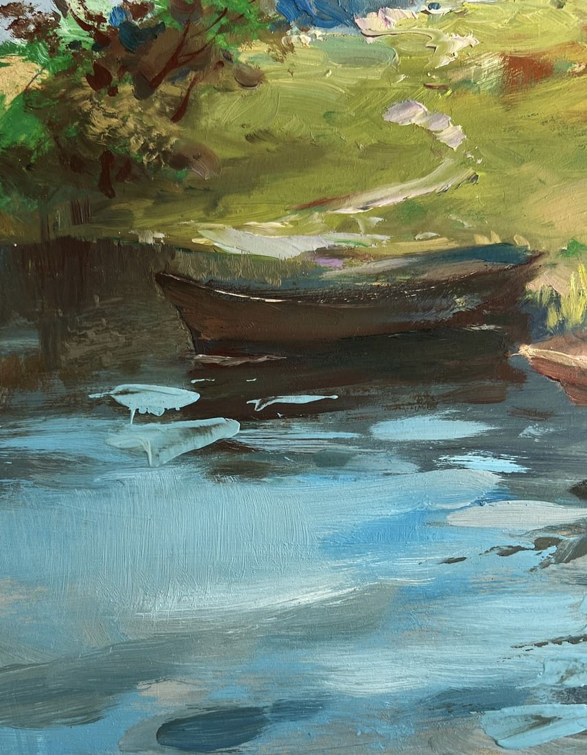 Oil painting The river carries village dreams Yuriy Suprunchuk - 7