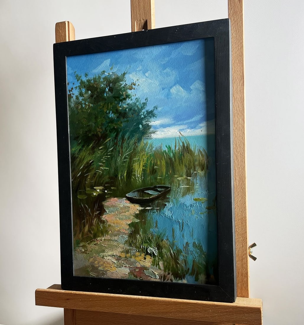Oil painting Sunny warm day by the river Yuriy Suprunchuk - 2