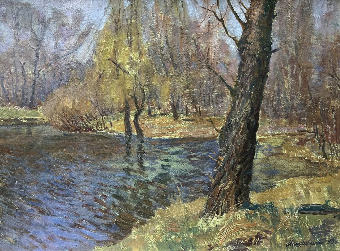 Oil painting Spring in the hydropark V. Mishurovsky (1 of 8)