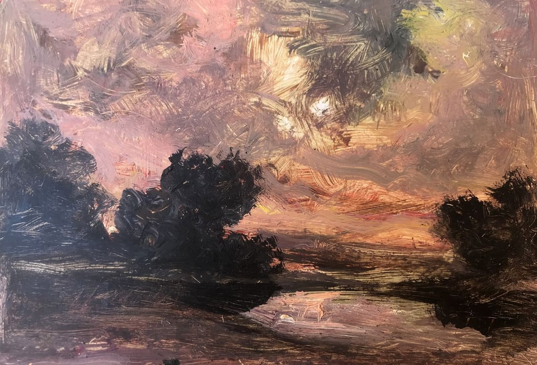 Oil painting Evening landscape Alexander Arkadievich Litvinov: NoAAA2924"Evening Landscape" is a captivating oil painting that captures the serene beauty of nature in the waning hours of the day. The artist's skilled brushstrokes bring to life a picturesque scene
