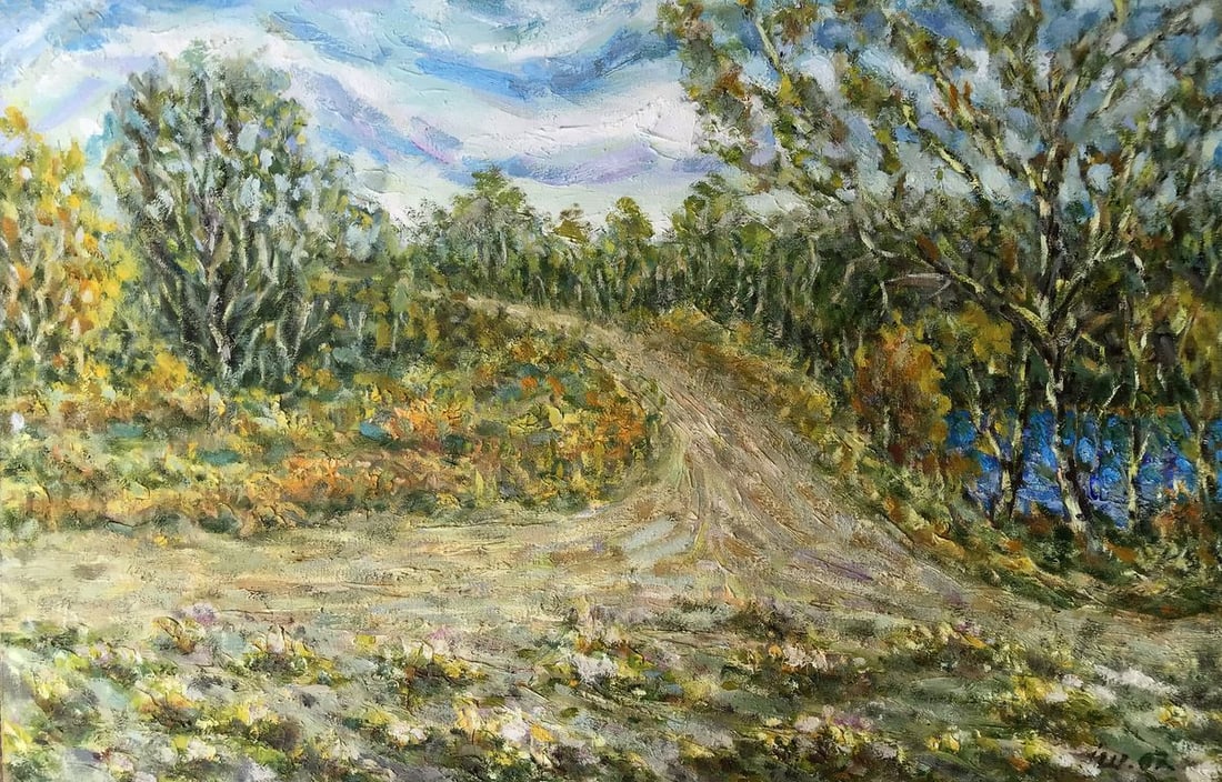 Oil painting Rural road Shapoval Ivan Leontyevich: NoAAA3009"Rural Road" is a captivating oil painting that transports viewers into the tranquil beauty of a serene landscape. Created with meticulous attention to detail, this artwork presents a breatht