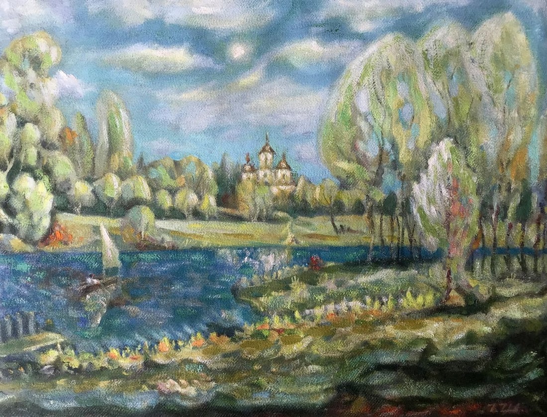 Oil painting Summer in Ukraine Shapoval Ivan Leontyevich: NoAAA3011"Summer in Ukraine" is a captivating oil painting that portrays a picturesque landscape, capturing the essence of a serene summer day in the Ukrainian countryside. The scene comes alive with