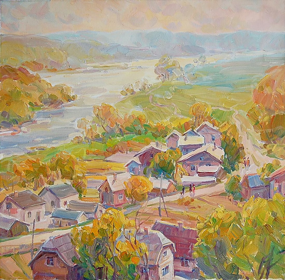 Oil painting Above the Dniester Kotmin Dmitry: NoKotmin 31*** ABOUT THIS PAINTING **** TITLE: "Above the Dniester"* ARTISTS: Kotmin Dmitry* SIZE: 50x50 cm/'19.68x19.68 inches' * MEDIUM: oil, canvas* HAND PAINTED: Original painting from our