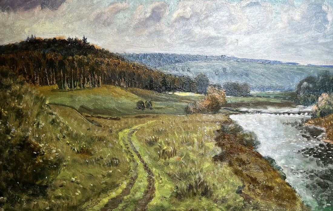 Oil painting Silence Unknown artist: NoGS 378*** ABOUT THIS PAINTING **** TITLE: "Silence"* ARTISTS: Unknown artist* SIZE: 45x70 cm/'17.71x27.55 inches'* MEDIUM: oil, cardboard* HAND PAINTED: Original painting from our collection*