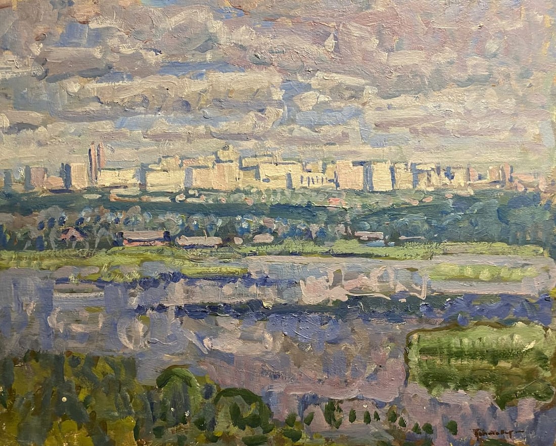 Oil painting White houses Georgy Kolosovsky: NoGS 418*** ABOUT THIS PAINTING **** TITLE: "White houses"* ARTISTS: Georgy Kolosovsky* SIZE: 40x50 cm/'15.74x19.68 inches'* MEDIUM: oil, cardboard* HAND PAINTED: Original painting from our collection