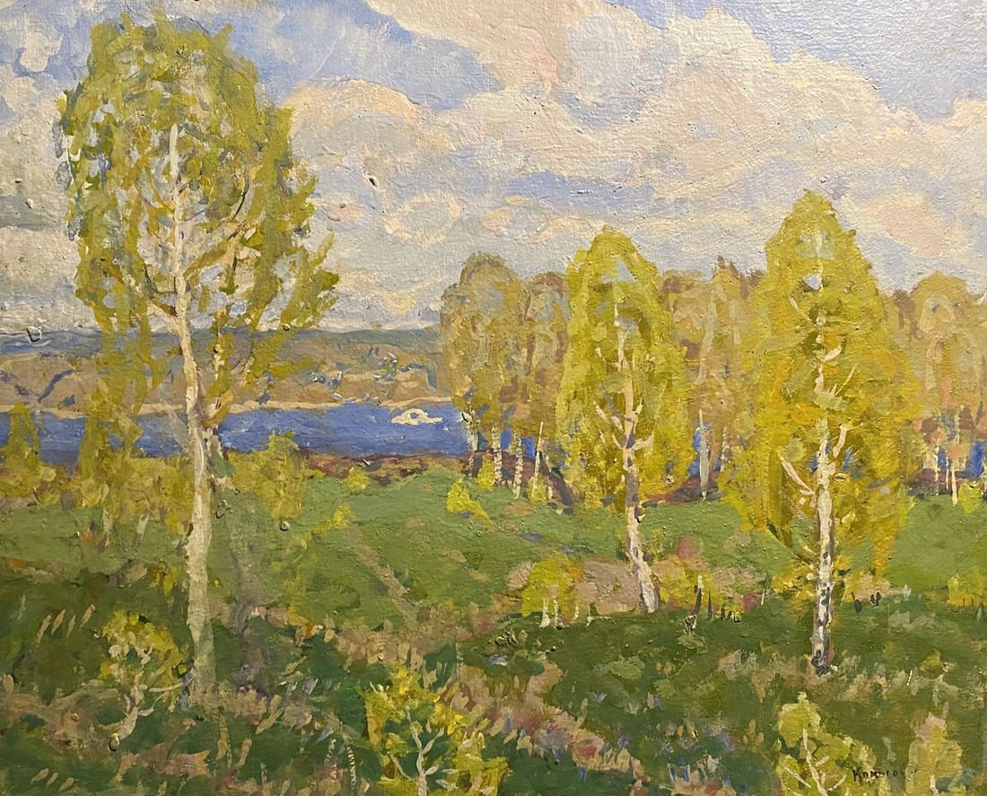 Oil painting Spring came Georgy Kolosovsky: NoGS 423*** ABOUT THIS PAINTING **** TITLE: "Spring came"* ARTISTS: Georgy Kolosovsky* SIZE: 40x50 cm/'15.74x19.68 inches'* MEDIUM: oil, cardboard* HAND PAINTED: Original painting from our collection*