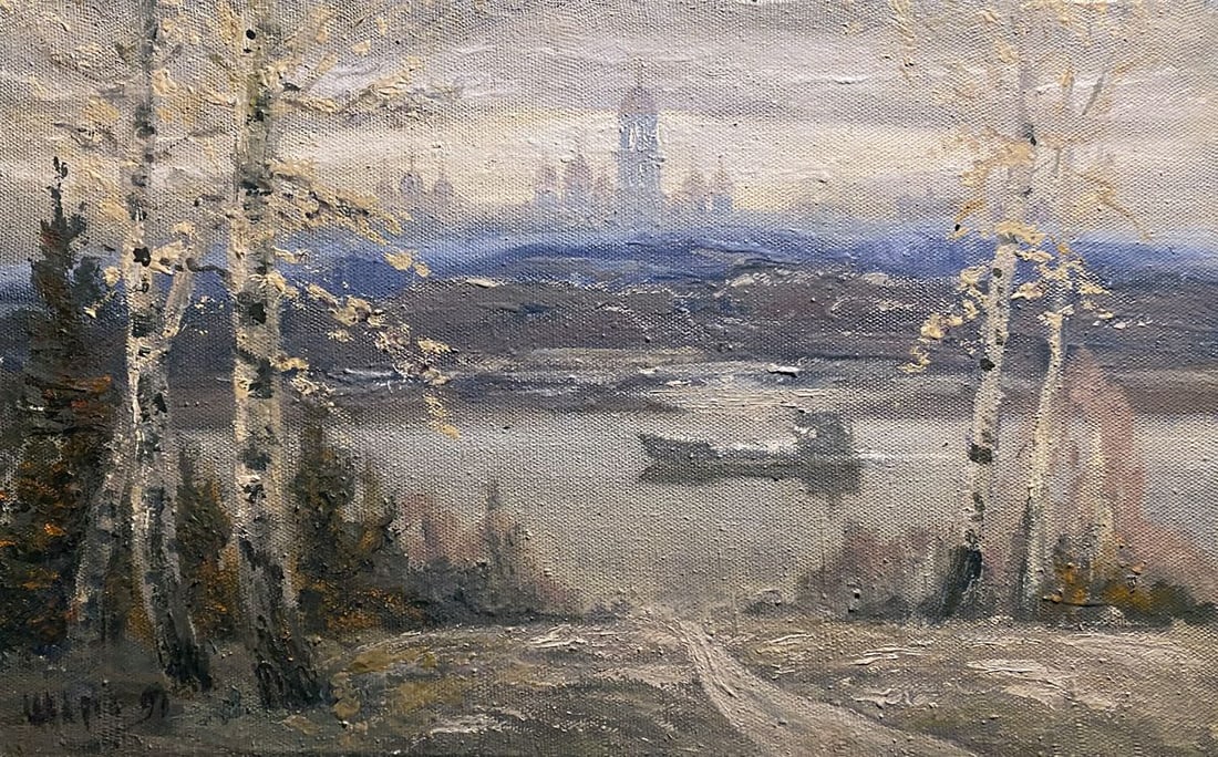 Oil painting On the river bank Anatoly Shariy: NoGS 430*** ABOUT THIS PAINTING **** TITLE: "On the river bank"* ARTISTS: Anatoly Shariy* SIZE: 33x53 cm/'12.99x20.86 inches'* MEDIUM: oil, canvas* HAND PAINTED: Original painting from our