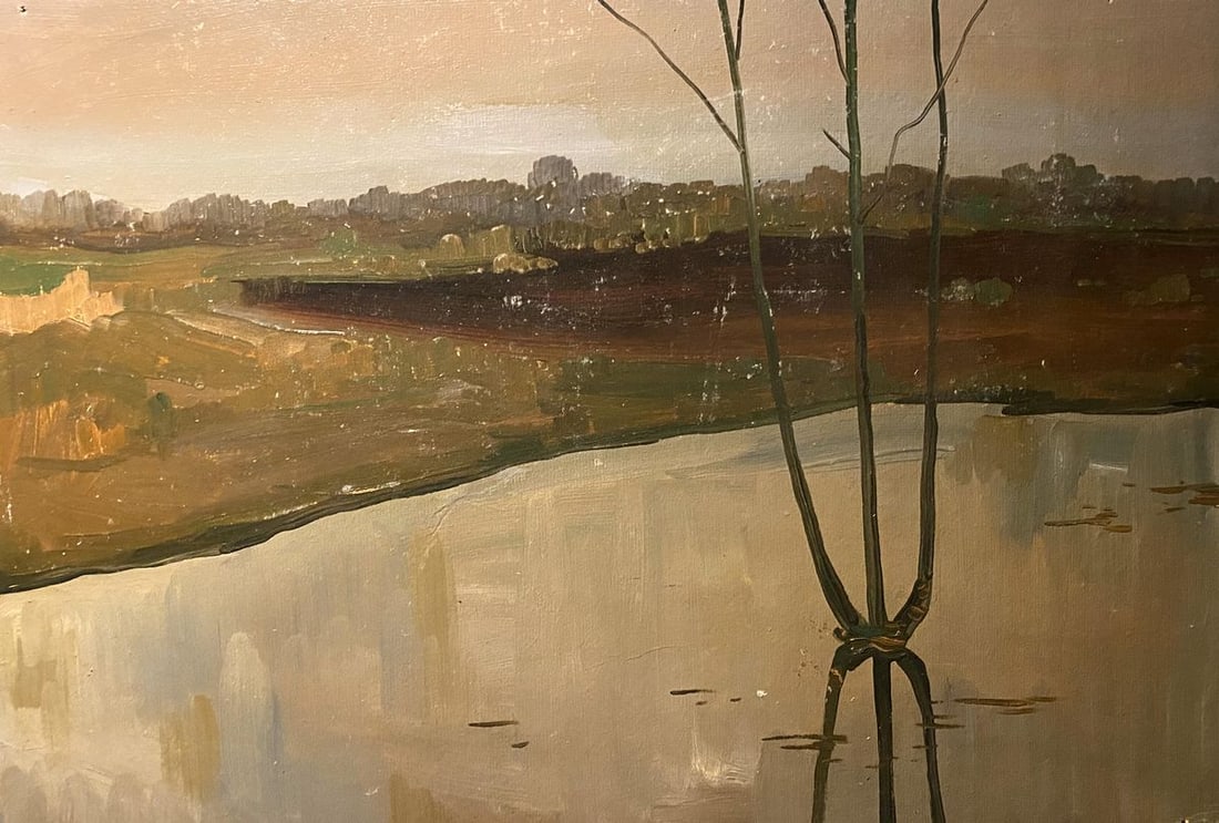 Oil painting Autumn silence Mykola Reznik: NoGS 432*** ABOUT THIS PAINTING **** TITLE: "Autumn silence"* ARTISTS: Mykola Reznik* SIZE: 50x70 cm/'19.68x27.55 inches'* MEDIUM: oil, cardboard* HAND PAINTED: Original painting from our collection* 