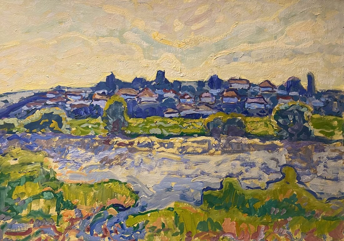 Oil painting Morning in the village Georgy Kolosovsky: NoGS 452*** ABOUT THIS PAINTING **** TITLE: "Morning in the village"* ARTISTS: Georgy Kolosovsky* SIZE: 50x70 cm/'19.68x27.55 inches'* MEDIUM: oil, cardboard* HAND PAINTED: Original painting from our 