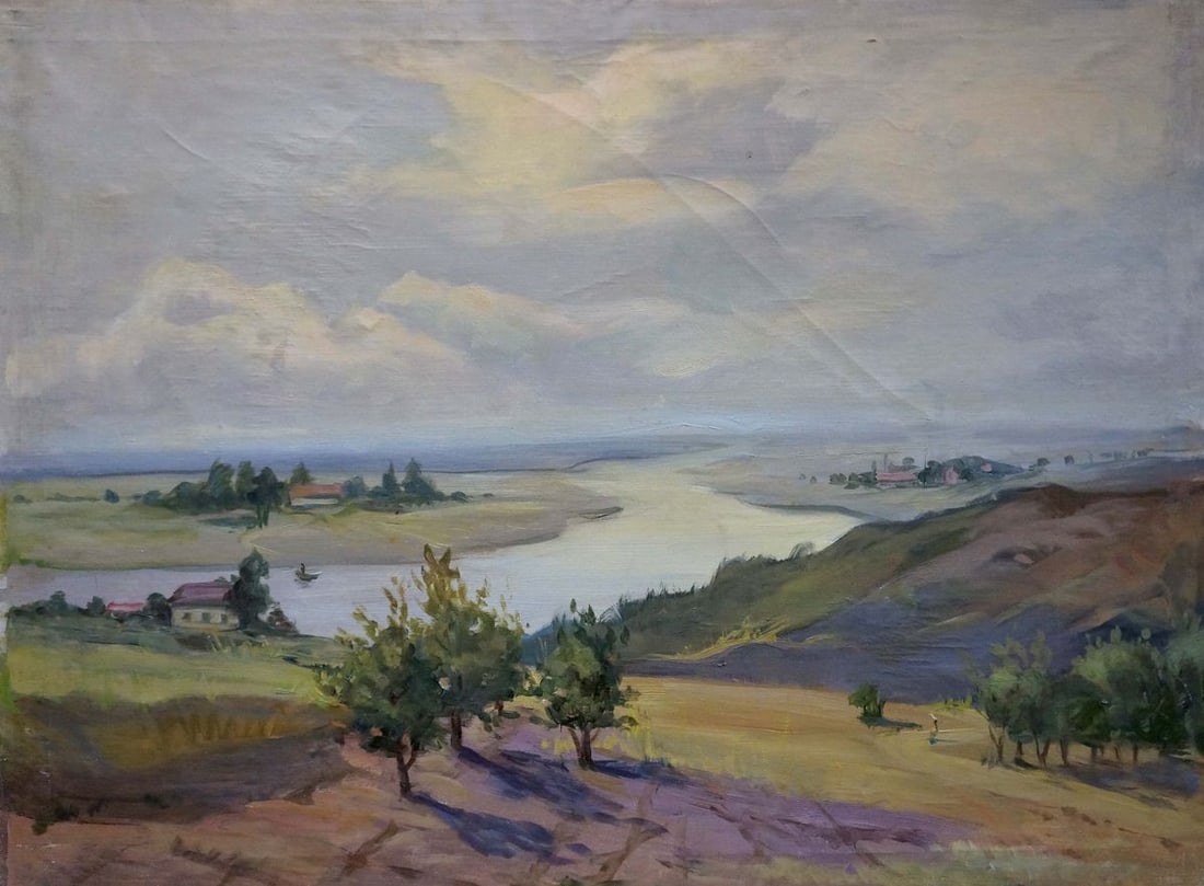 Oil painting Beautiful view: NoVerns 902 *** ABOUT THIS PAINTING *** * TITLE: "Beautiful view" * ARTISTS: Unknown artist * SIZE: 60x80 cm/'23.62x31.49 inches' * MEDIUM: oil, canvas * HAND PAINTED: Original painting from our