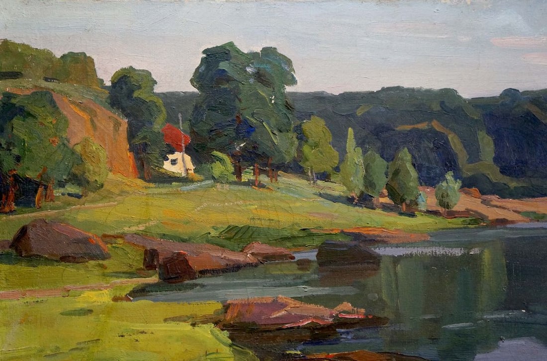 Oil painting River landscape - 3