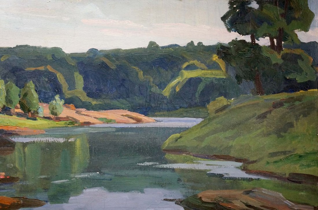 Oil painting River landscape - 4