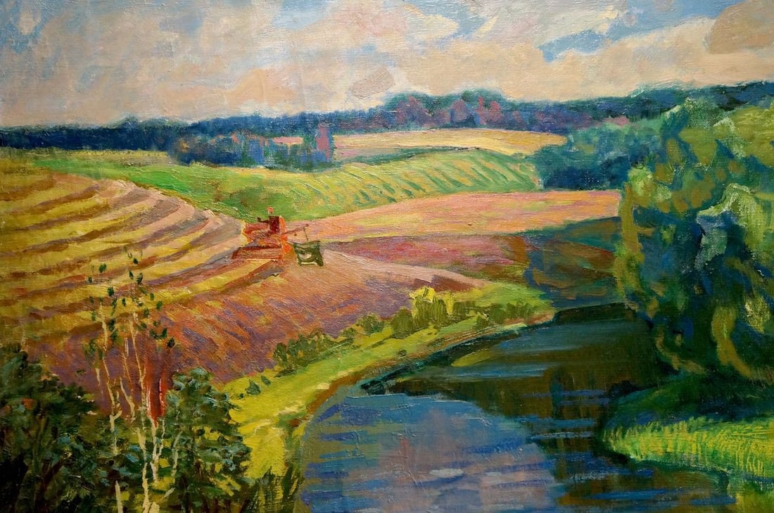 Oil painting River landscape - 3