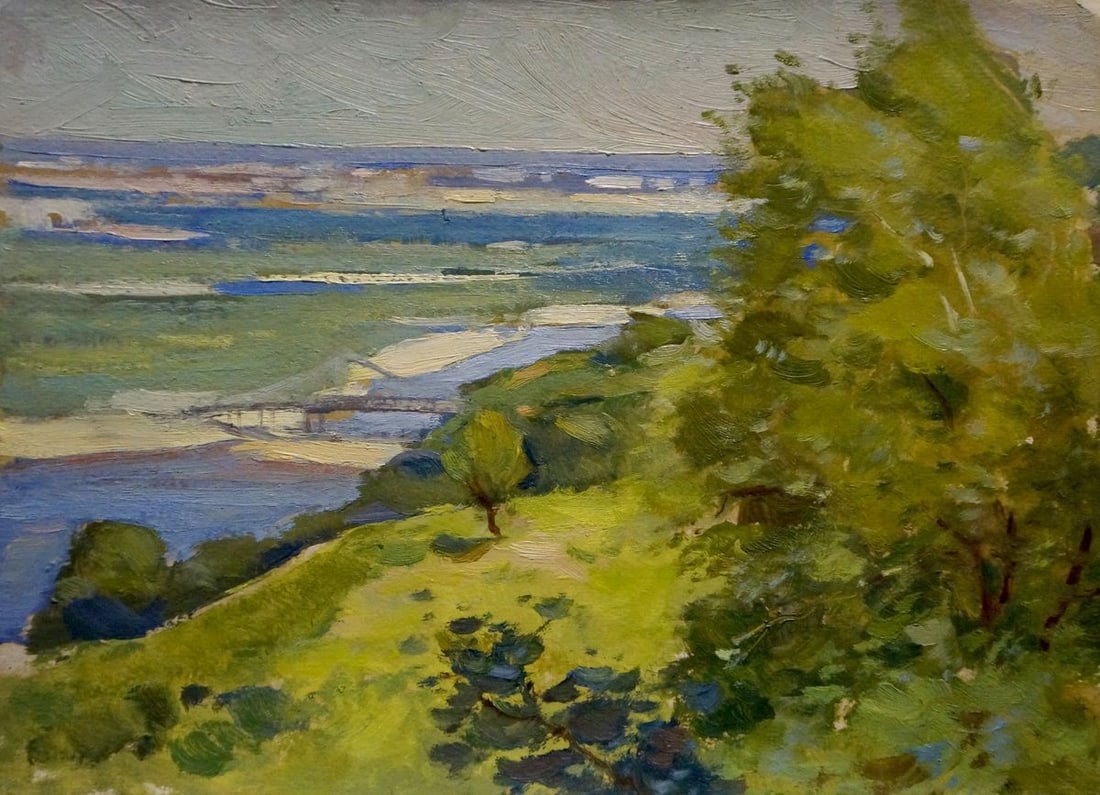 Oil painting Wonderful views Buryachok Nikolay Ivanovich: NoVerns 1083 *** ABOUT THIS PAINTING *** * TITLE: "Wonderful views" * ARTISTS: Buryachok Nikolay Ivanovich * SIZE: 26x36 cm/'10.23x14.17 inches' * MEDIUM: oil, cardboard * HAND PAINTED: Original paint