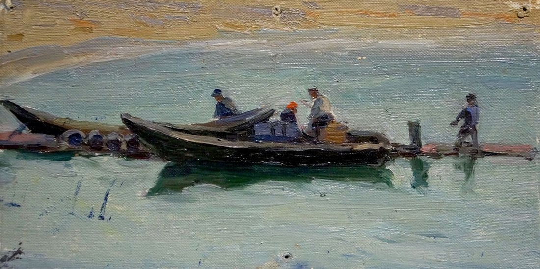 Oil painting Seascape Knishevsky Vladimir Leonidovich: NoVerns 1106 *** ABOUT THIS PAINTING *** * TITLE: "Seascape" * ARTISTS: Knishevsky Vladimir Leonidovich * SIZE: 18.5x9.5 cm/'7.28x3.74 inches' * MEDIUM: oil, canvas on cardboard * HAND PAINTED: Origin