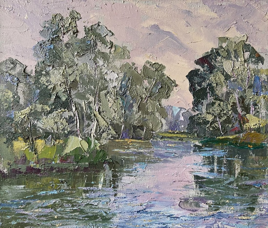 Oil painting Vorskla river Kapotenko Ivan Ivanovich: NoGap 40 *** ABOUT THIS PAINTING *** * TITLE: "Vorskla river" * ARTISTS: Kapotenko Ivan Ivanovich * SIZE: 30x35 cm/'11.81x13.77 inches' * MEDIUM: oil, canvas * HAND PAINTED: Original painting from our
