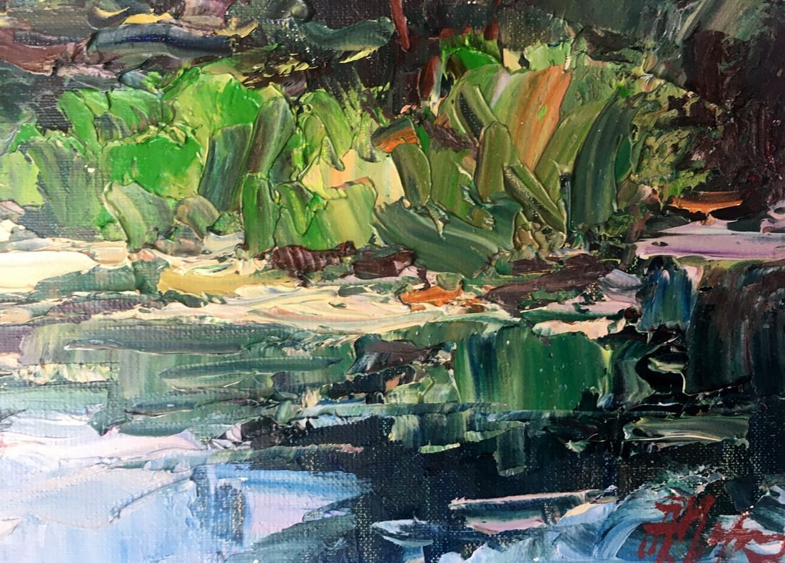 Oil painting River in the forest Alexander Nikolaevich Cherednichenko - 12