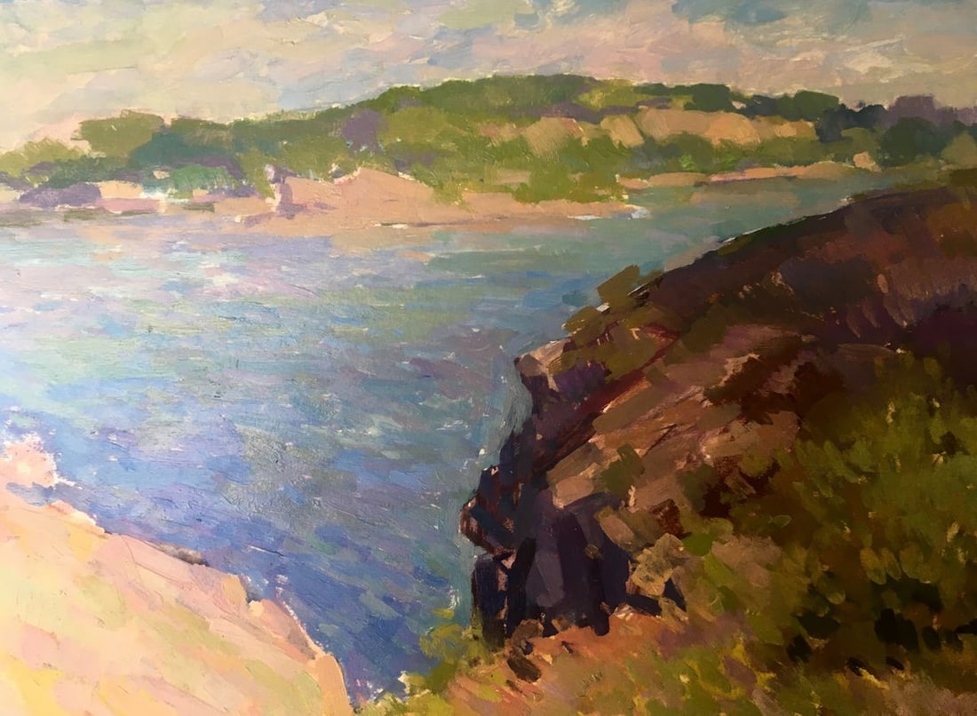 Oil painting River along the rocky shore Peter Tovpev - 12