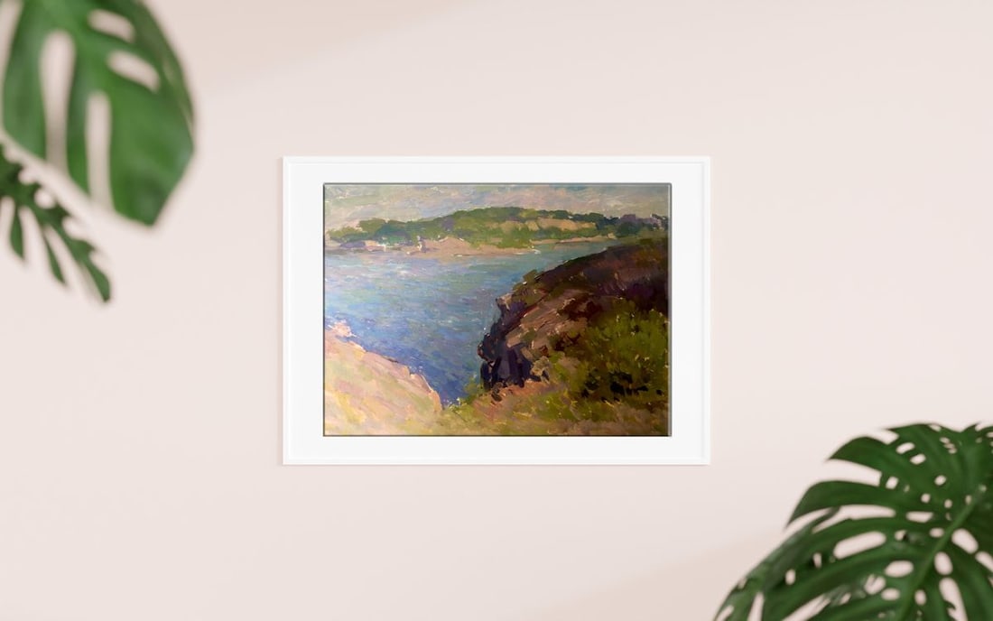 Oil painting River along the rocky shore Peter Tovpev - 2